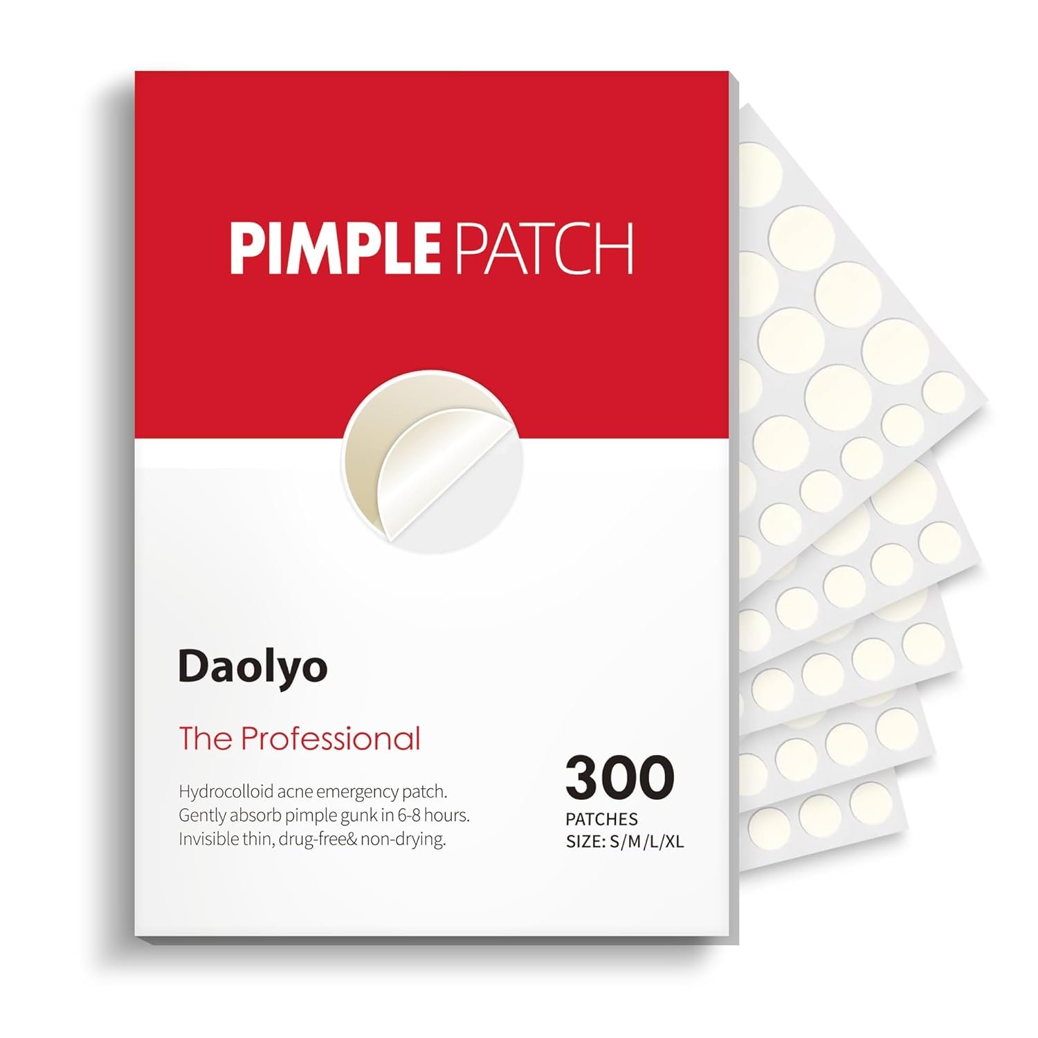 61DIM4JOLiL._SL1500_ Pimple Patches for Face, 4 Size 300 Counts Acne Patches, Hydrocolloid Patches for Covering Zits and Blemishes, Spot Stickers with Salicylic Acid, Tea Tree Oil & Calendula Oil - Image 1