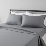 Amazon Basics Lightweight Super Soft, Wrinkle-Free, Breathable Luxury Microfiber 4 Piece Bed Sheet Set with 14-Inch Deep Pockets, Full, Dark Gray, Solid