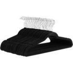 Amazon Basics Slim Velvet Non-Slip Space Saving Suit Clothes Hangers for Closet Organization, Black/Silver, 30-Pack