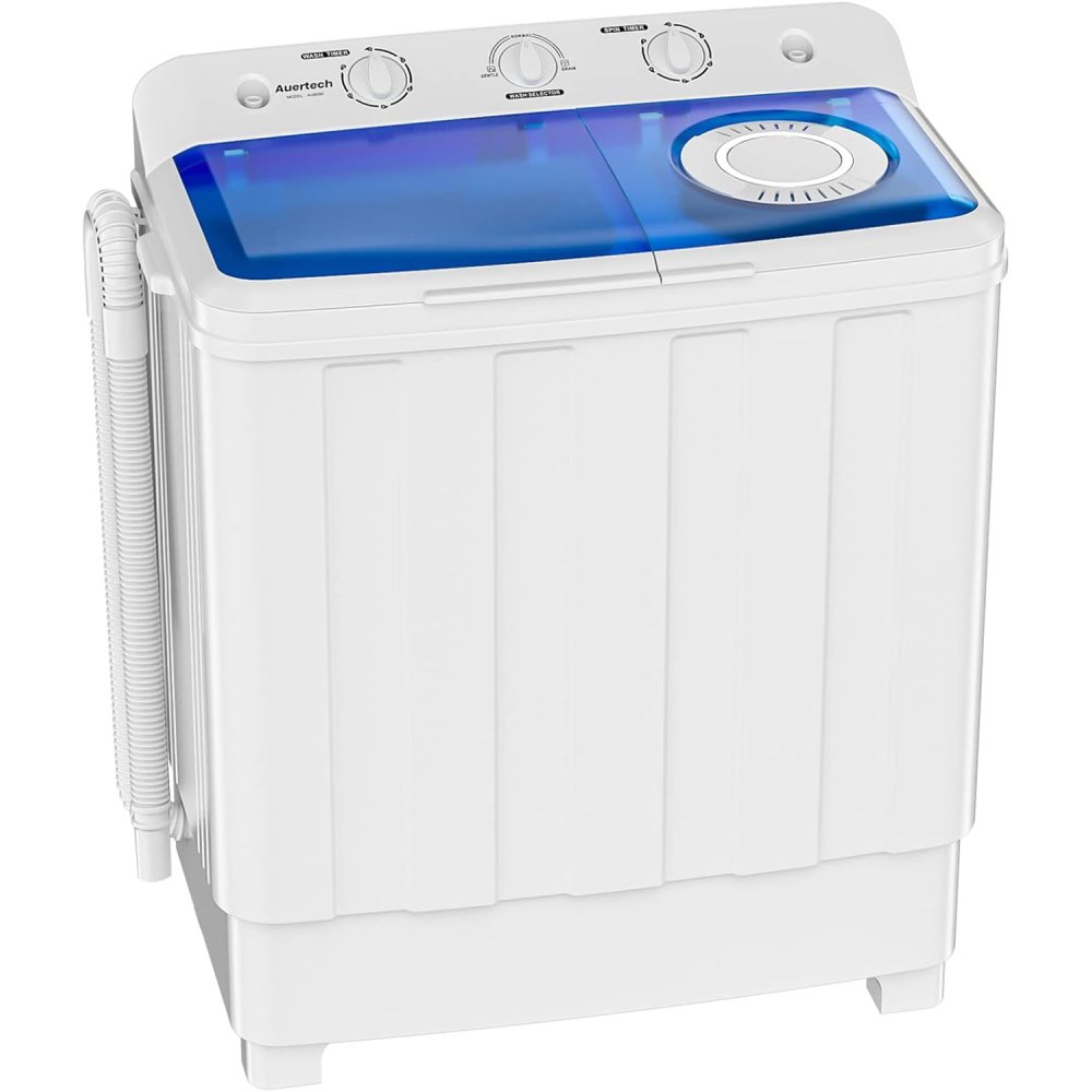 Portable washing machine Portable Washing Machine, 28lbs Twin Tub Washer Mini Compact Laundry Machine with Drain Pump, Semi-automatic 18lbs Washer 10lbs Spinner Combo for Dorms, Apartments, RVs - Image 1