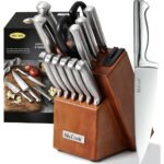 McCook Kitchen Knife Set 15PC Knife Block Set w Built-in Sharpener