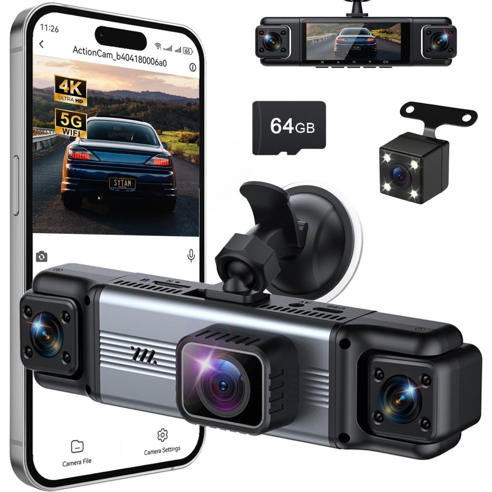 New Project (4) 4 Channel 360° Dash Cam Front and Rear Inside, 64GB Card Included - Image 1