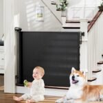 PRObebi Retractable Baby Gates for Stairs & Doorways, Dog Gate 0-54" W × 34" H, Black