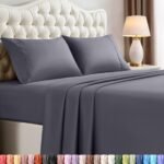 Queen Sheets Set, 4 Pieces 16" Deep Pocket Hotel Luxury Bed Sheets, Grey