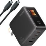 140W GaN USB C Charger Block, 4-Port PD3.1 Fast Wall Charger with Smart Display & Touch Control, Foldable Power Adapter with 240W USB-C Cable for MacBook Pro, iPhone 18/17, iPad, Galaxy S25/S24