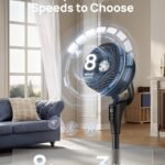DREO Fan for Bedroom, Standing Oscillating Fan for Whole Room, Quiet Fan