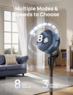 DREO Fan for Bedroom, Standing Oscillating Fan for Whole Room, Quiet Fan
