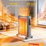 Space Heater Large Room,Electric Mica Infrared Heaters for Indoor Use,Digital Thermostat,Energy Saving,Overheat & Tip-Over Protection,360°Whole Room Heater for Indoor,Bedroom,Office,Garage Gray