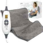 Pure Enrichment PureRelief Ultra-Wide Microplush Heating Pad - 20” x 24” XXL Size & 6 Heat Settings for Temporary Neck, Shoulder & Back Pain Relief - Moist Heat Option & Machine Washable (Gray)