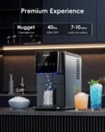 ecozy Nugget Ice Makers Countertop 40lbs Per Day, Touchless Ice Dispenser