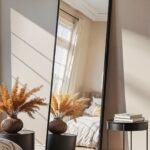 Full Length Floor Mirror 56"x15", Large Standing Body Mirror, Black