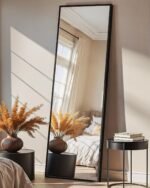 Full Length Floor Mirror 56"x15", Large Standing Body Mirror, Black