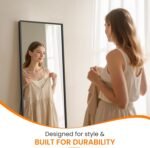 Full Length Floor Mirror 56"x15", Large Standing Body Mirror, Black - Image 2